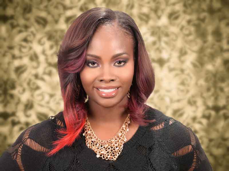 Asymmetric Bob Hairstyle with Red Hair Color