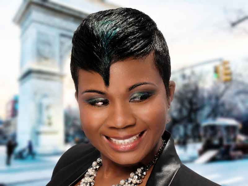 “Peacock’ Short Hairstyle with Hair Color