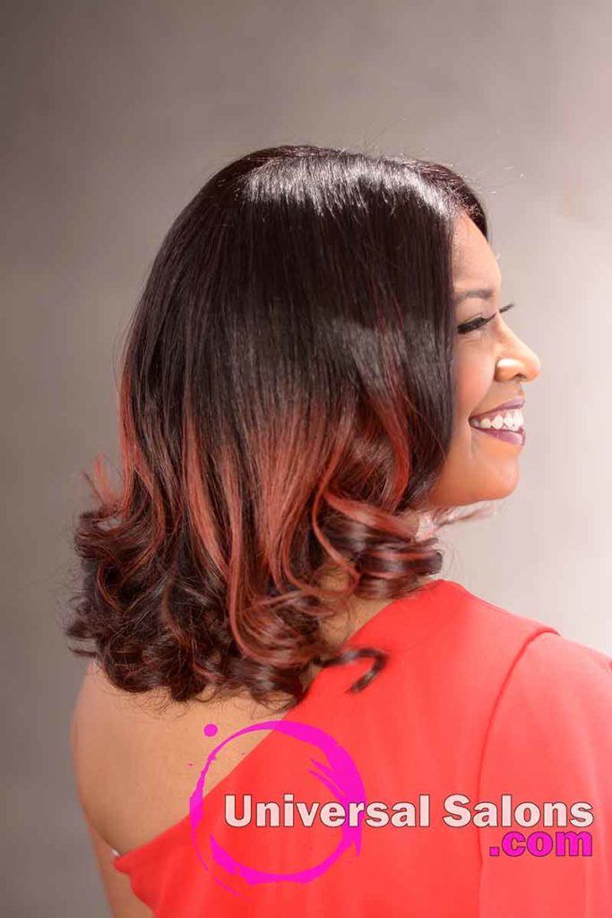Right View: Shadow Ombre and Color Melt Combination with Loose Curls