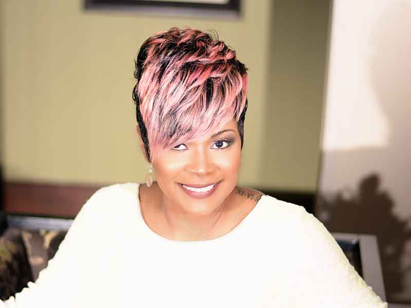 Short Hairstyle with Pink Highlights