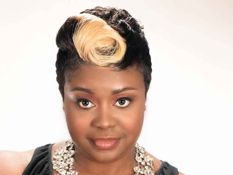 Short Hairstyle with Tight Curls and Hair Color