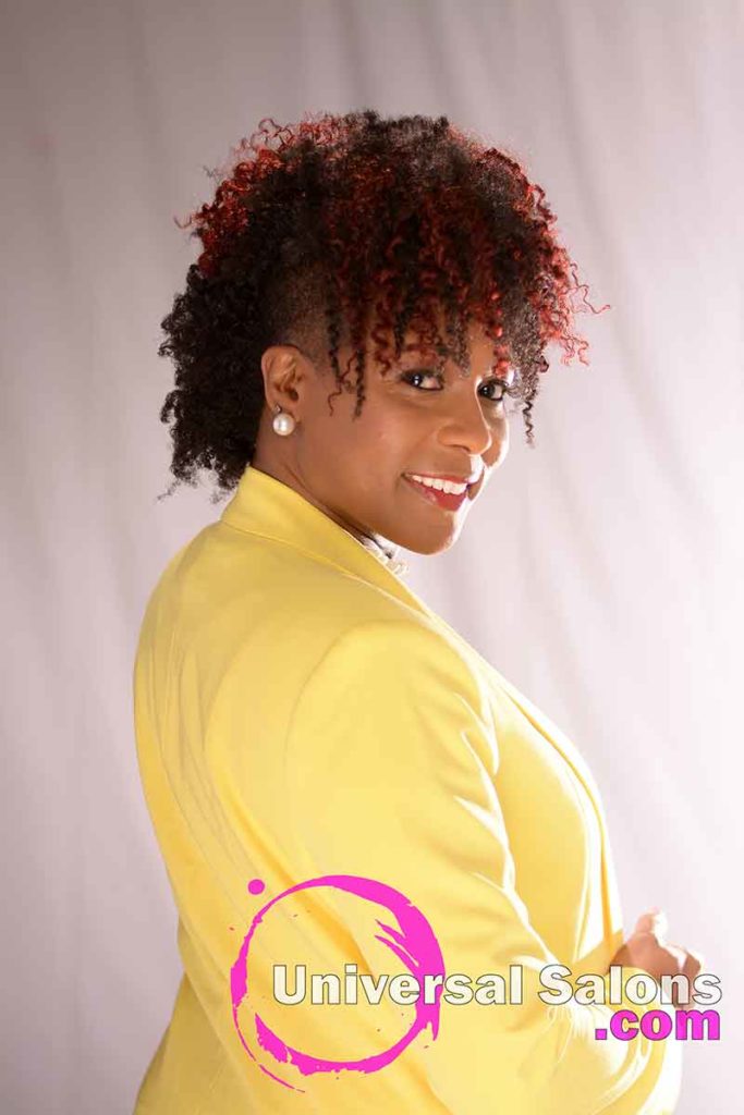 View of the Right Side of a Curly Mohawk Hairstyle with Hair Color